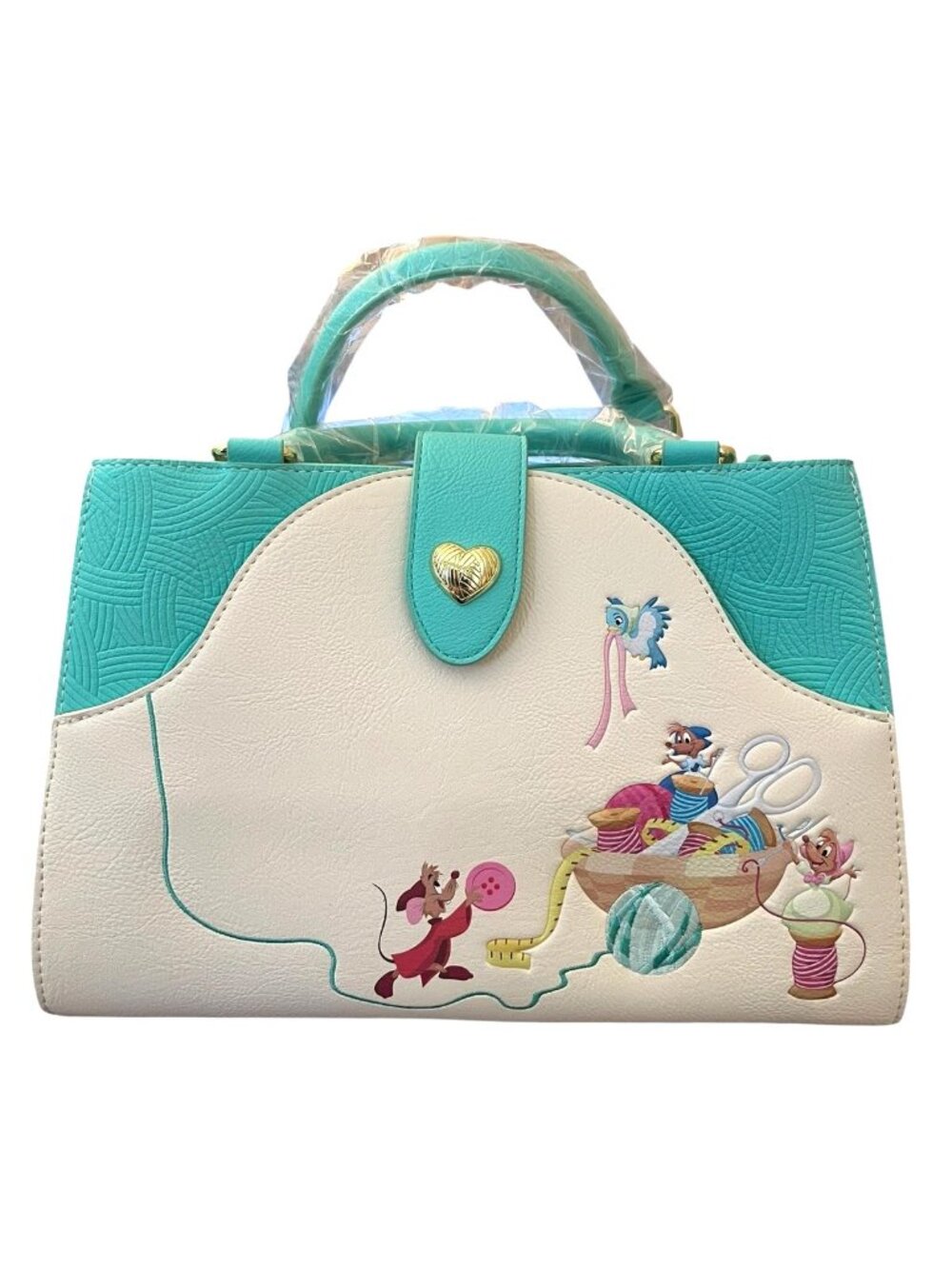 Loungefly Disney Cinderella Mice Bird Convertible Purse Crossbody Bag Teal NWT - Picture 2 of 5